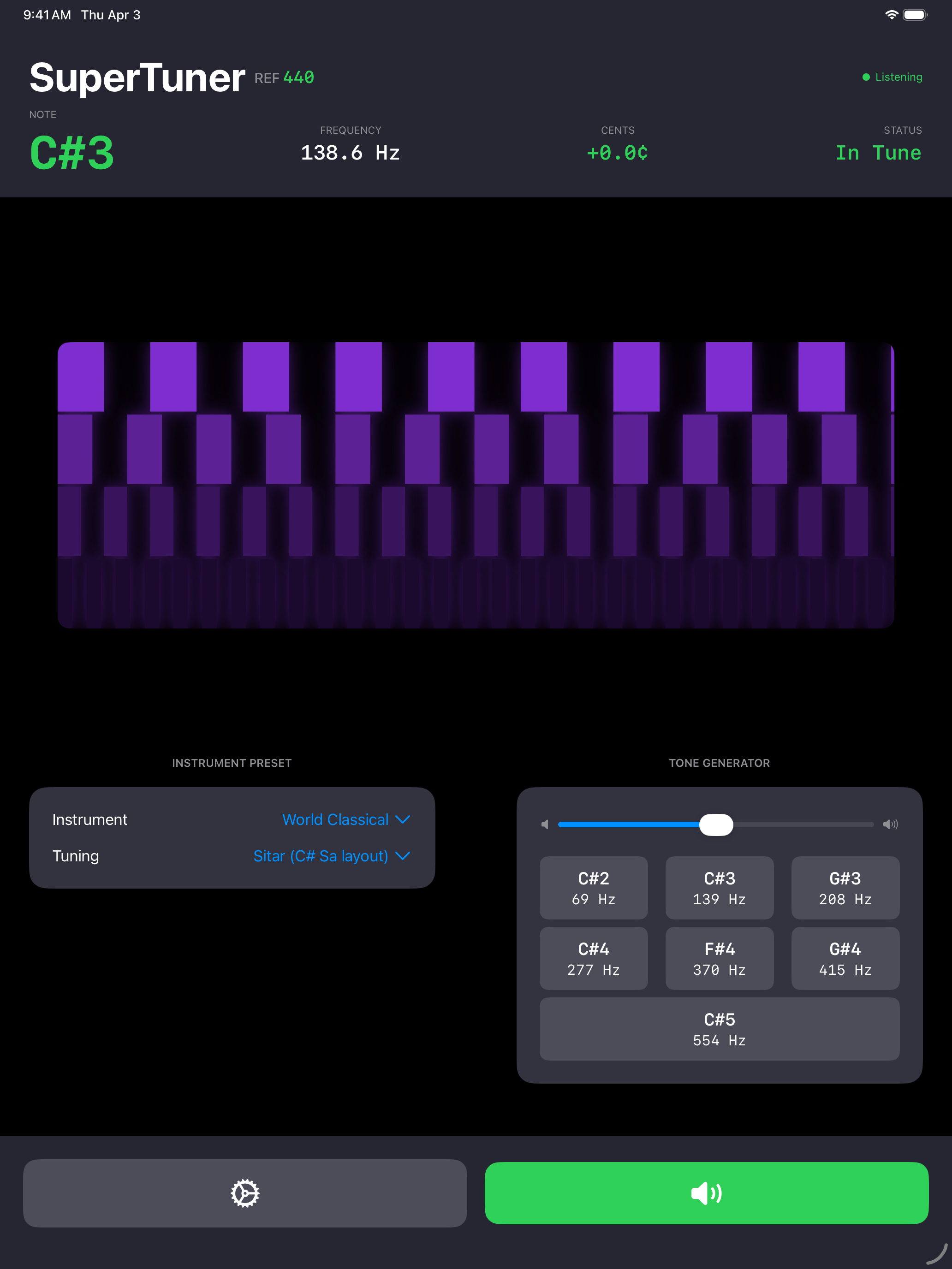 iPad — Stroboscopic, Sitar C#3